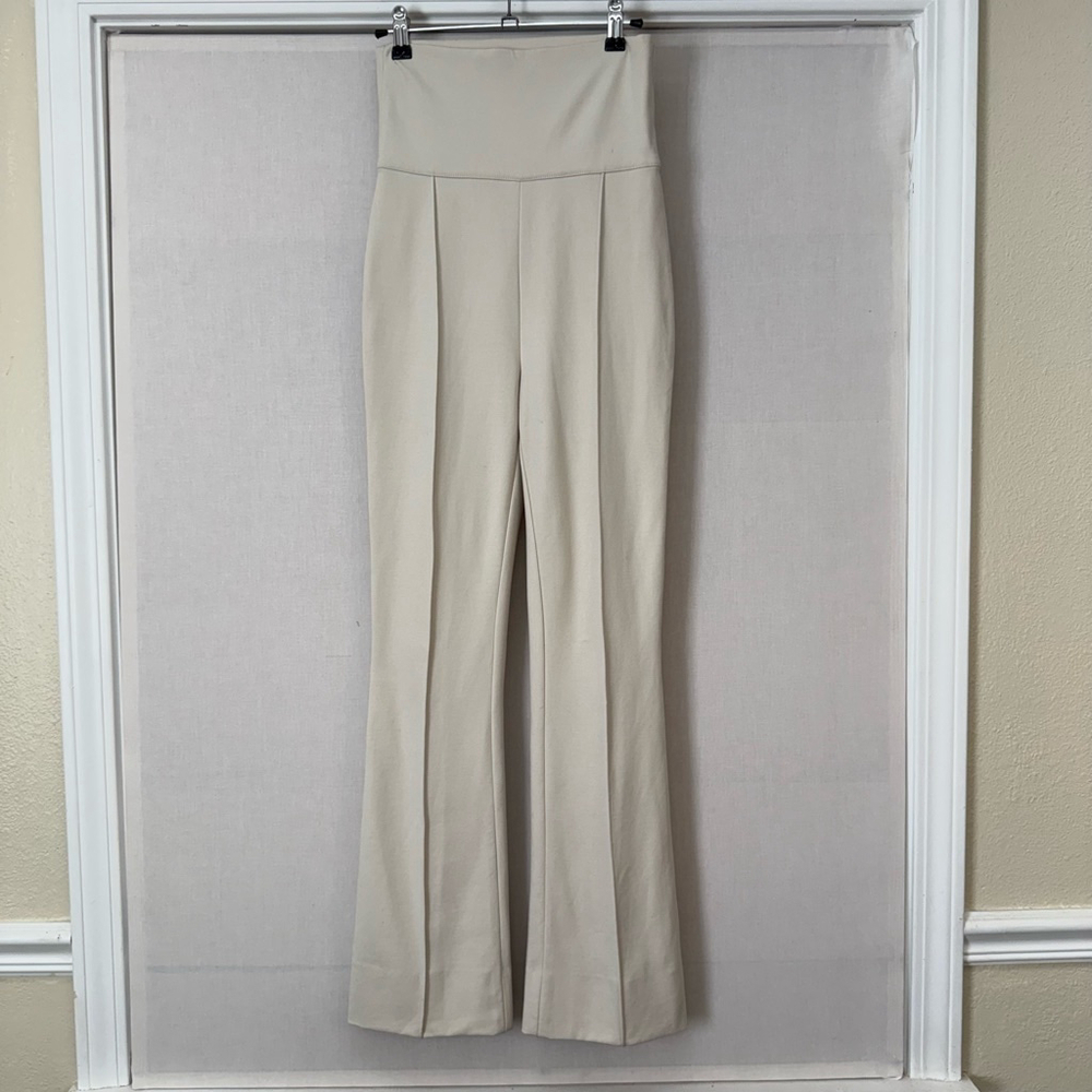 Women's MM La Fleur Pants Beige High Waist Flare Leg